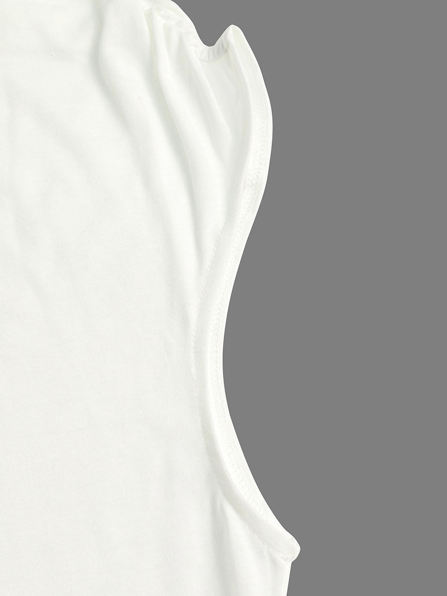 Loose Sleeveless Asymmetric Pleated Solid Color One-Shoulder Blouses&Shirts Tops
