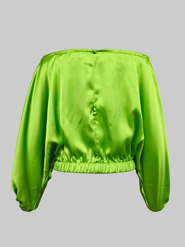 Batwing Sleeves Loose Solid Color Split-Joint Off-The-Shoulder Blouses