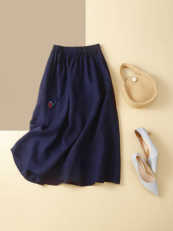 A-Line Loose Drawstring Elasticity Skirts