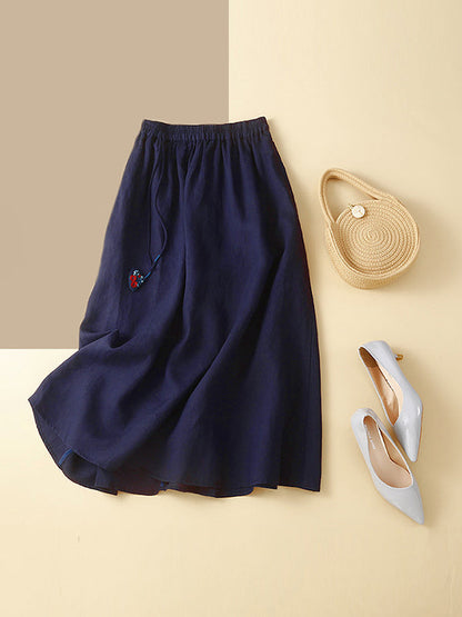 A-Line Loose Drawstring Elasticity Skirts