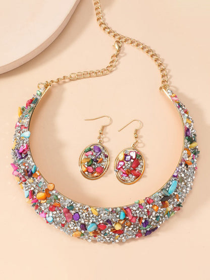 Irregularity Geometric Rhine Stones Shiny Earrings Accessories Necklaces Accessories Sets