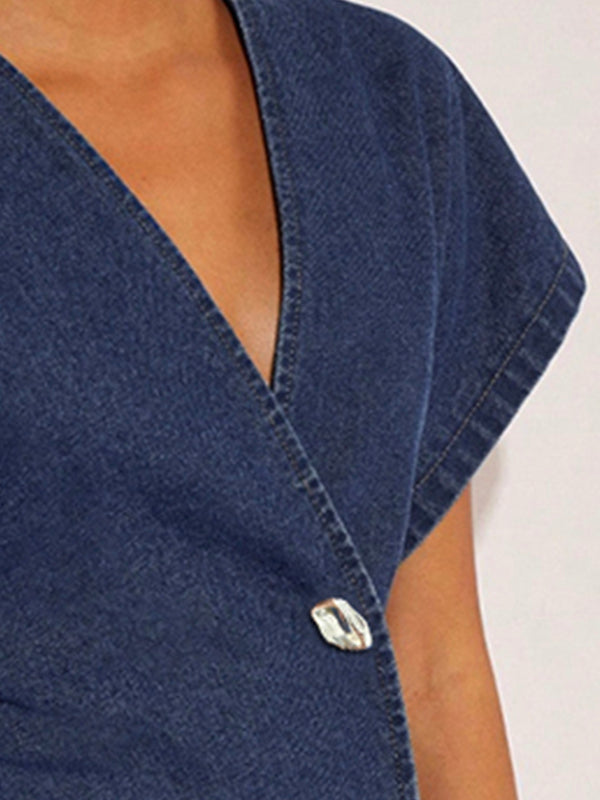 Raglan Sleeve Split-Joint V-Neck Blouses&Shirts Tops