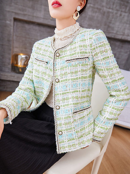 Long Sleeves Buttoned Split-Joint Round-Neck Outerwear