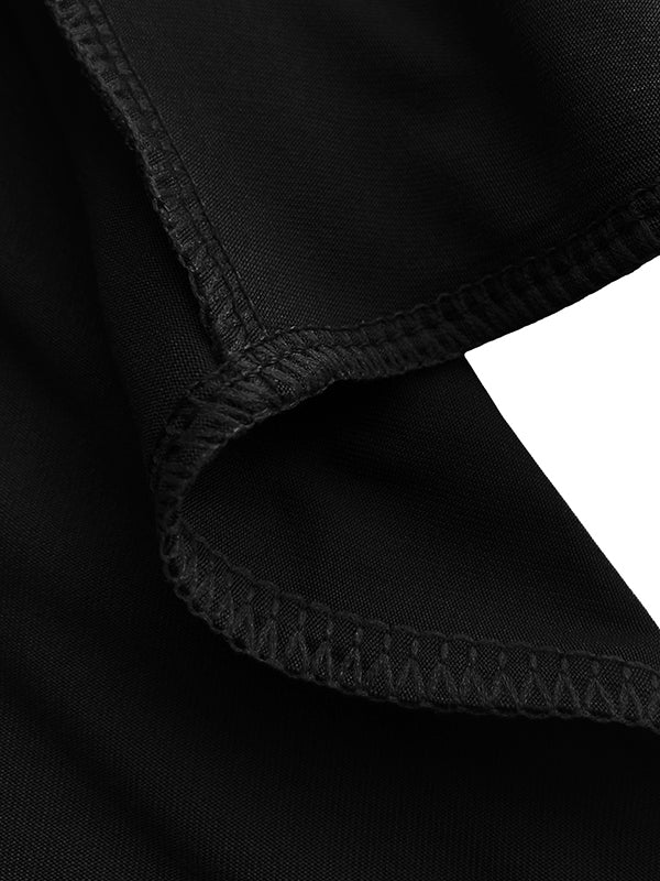 A-Line Long Sleeves Hollow Solid Color Cold Shoulder Mini Dresses