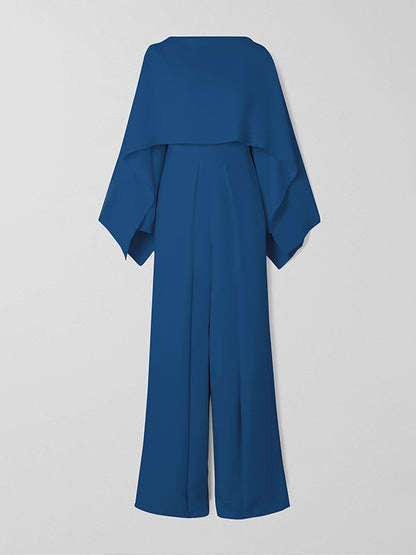 Long Sleeves Wrap Solid Color Zipper Jumpsuits