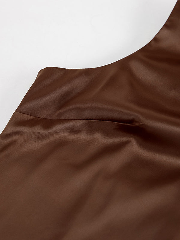 Loose Sleeveless Solid Color Split-Back Split-Joint Round-Neck Maxi Dresses