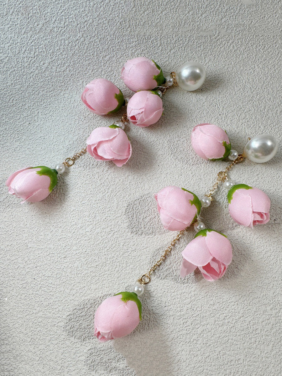 Tasseled Flower Shape Drop Earrings