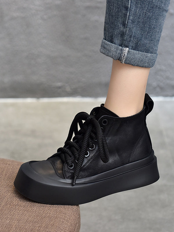 Cow Leather Tied Boots