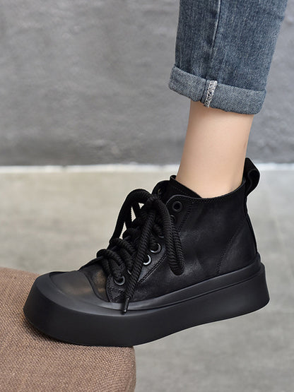 Cow Leather Tied Boots