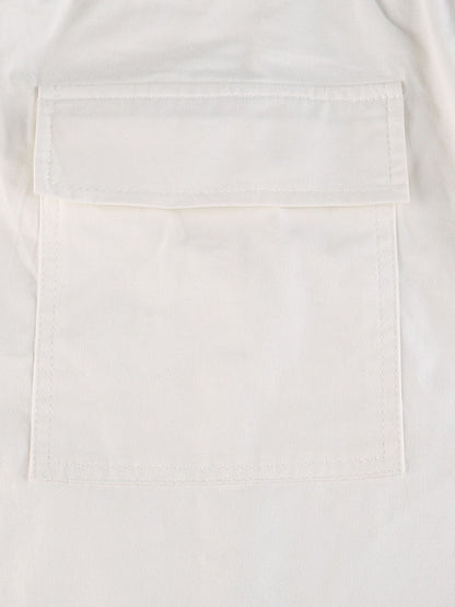 Loose Wide Leg Drawstring Pockets Solid Color Split-Joint Pants Trousers