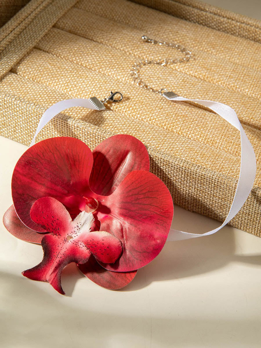 Three-Dimensional Flower Solid Color Flower Shape Necklaces Accessories