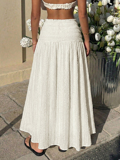 A-Line High Waisted Jacquard Pleated Solid Color Skirts Bottoms