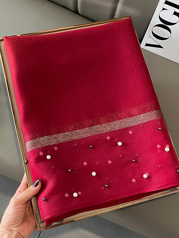 Sun-Protection Beaded See-Through Shawl&Scarf