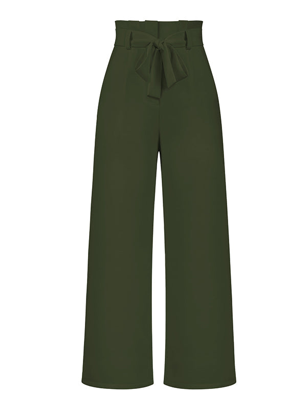 Simple Loose Wide Leg Solid Color Casual Pants Bottoms