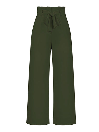 Simple Loose Wide Leg Solid Color Casual Pants Bottoms