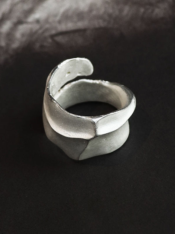 Solid Color Textured Creases Design Sense Rings Accessories