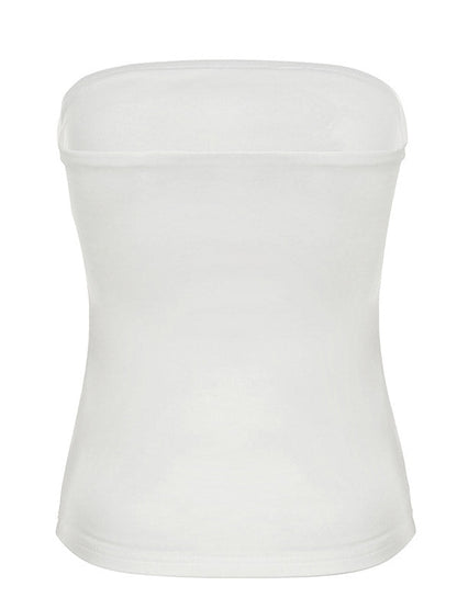 Skinny Sleeveless Contrast Color Flower Print Split-Side Tube Vest Top