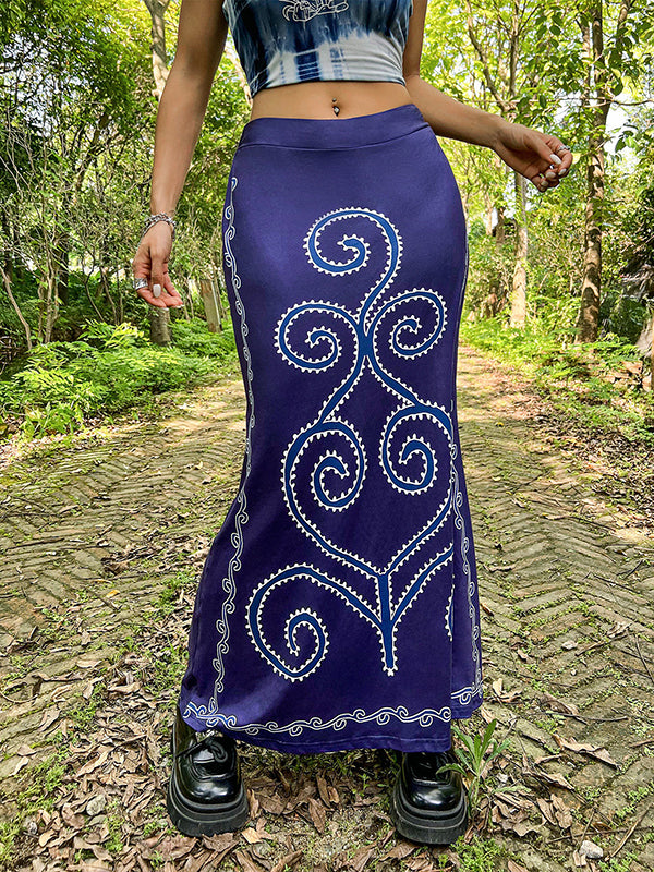 Mermaid Printed Split-Joint Skirts