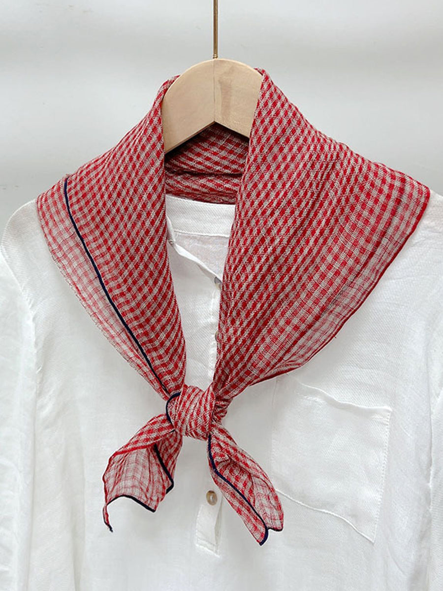 Women Casual Vintage Plaid Stripe Square Scarf