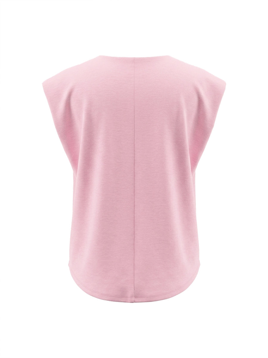 Cap Sleeve Loose Solid Color Round-Neck Blouses&Shirts Tops
