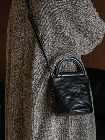 Vintage Leather Artistic Bucket Bag
