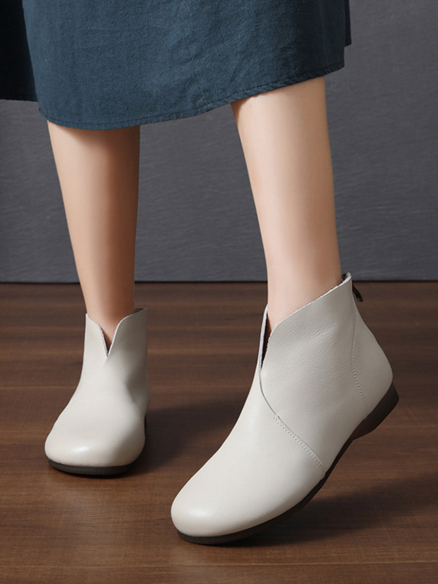 Women Casual Genuine Leather Spliced Ankle Boots