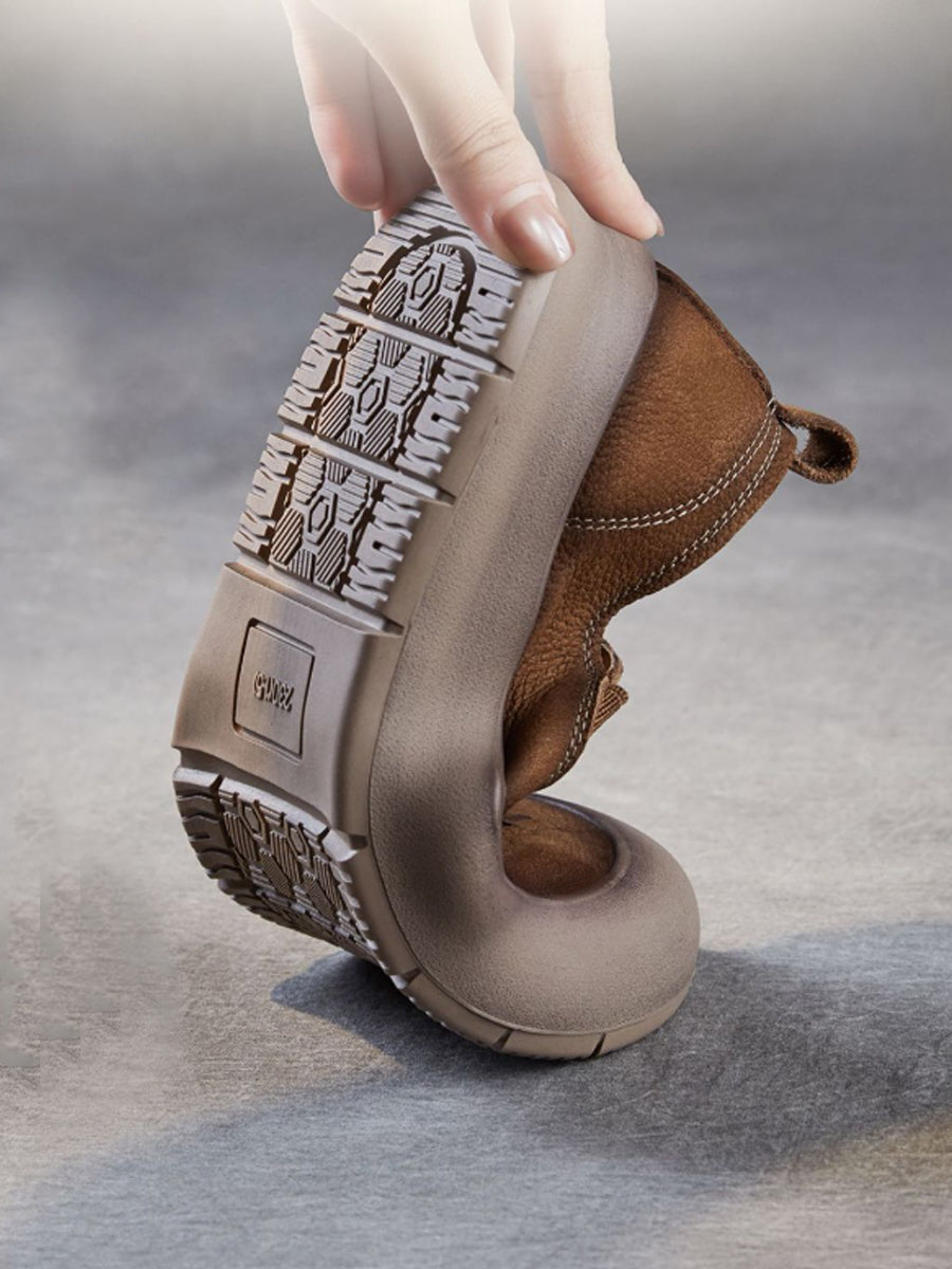 Women Vintage Soft Leather Weave Flat Shoes