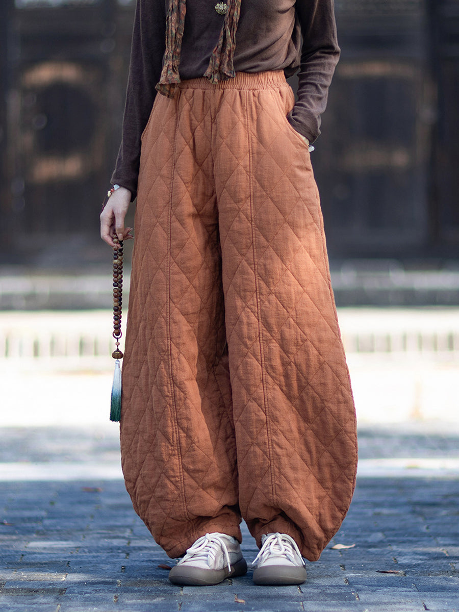 Women Winter Casual Pure Color Padded Bloomers