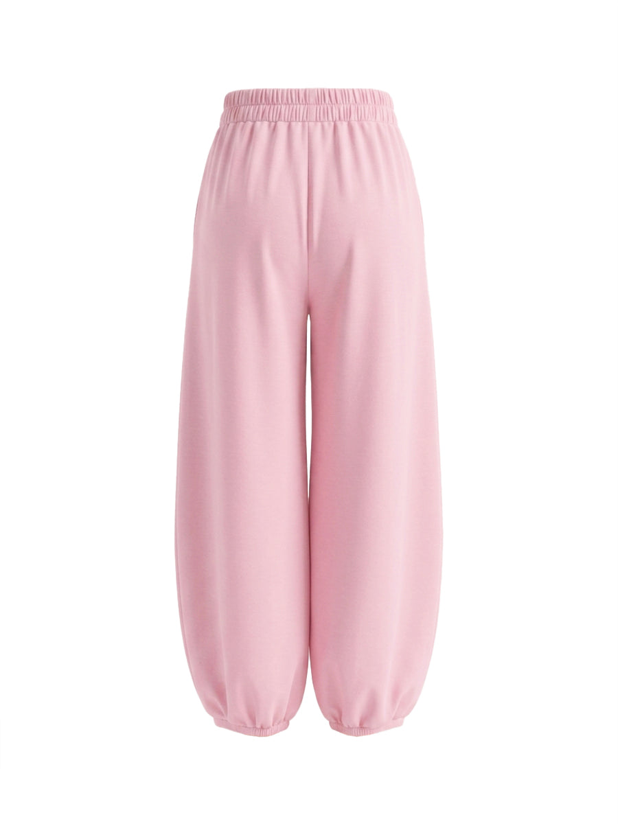 Cropped High Waisted Pleated Pockets Solid Color Pants Trousers