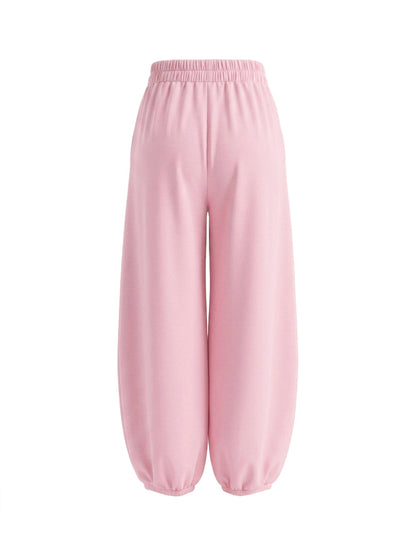 Cropped High Waisted Pleated Pockets Solid Color Pants Trousers