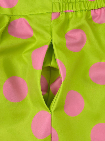 Loose Wide Leg Buttoned Pockets Polka-Dot Pants Trousers