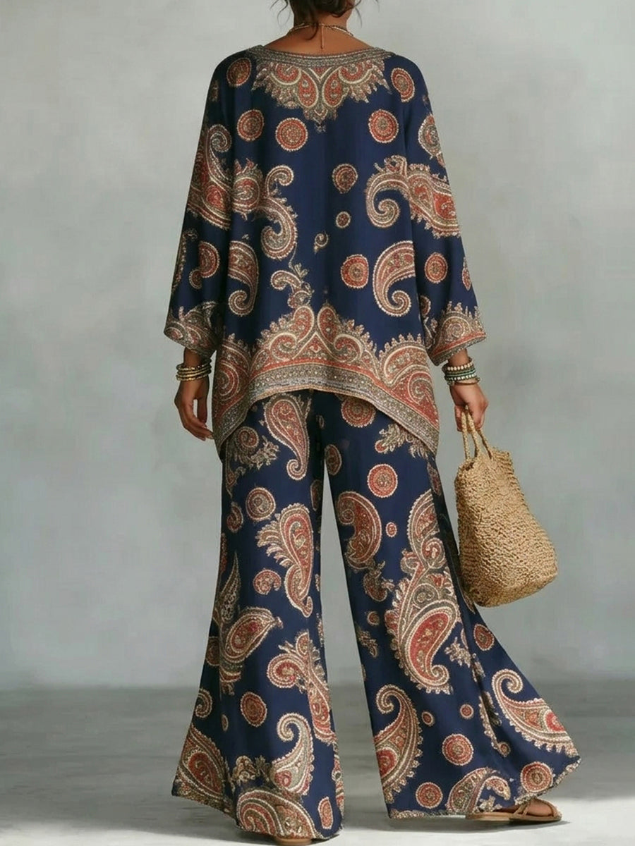 High Waisted Loose Contrast Color Printed Pants Trousers