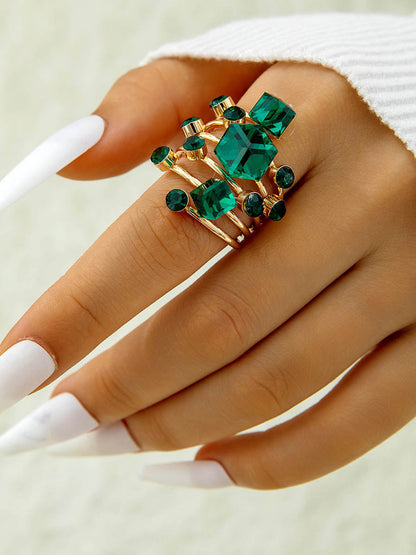 Geometric Rhine Stones Rings Accessories