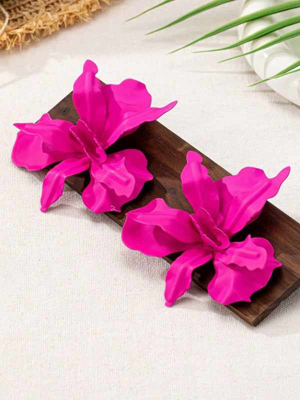 Flower Shape Solid Color Earrings Accessories