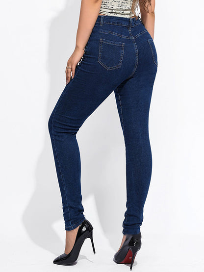 Skinny Leg High-Waisted Split-Joint Jean Pants Bottoms