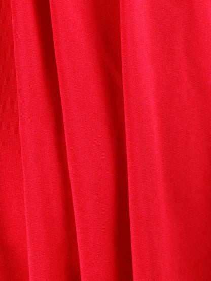 A-Line Elasticated Waist Backless Pleated Solid Color Split-Joint Deep V-Neck Mini Dresses