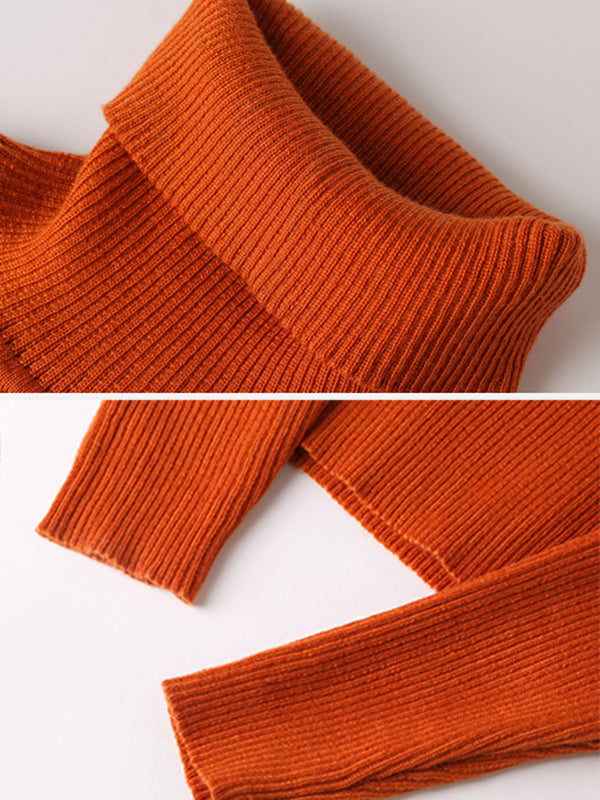 10 Colors Simple Knitting Solid Color High-Neck Pullover