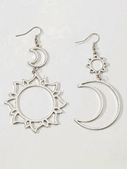 Hollow Solid Color Sun&Moon Tasseled Eardrop Accessories