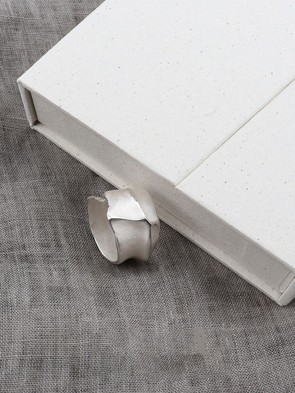 Solid Color Textured Creases Design Sense Rings Accessories