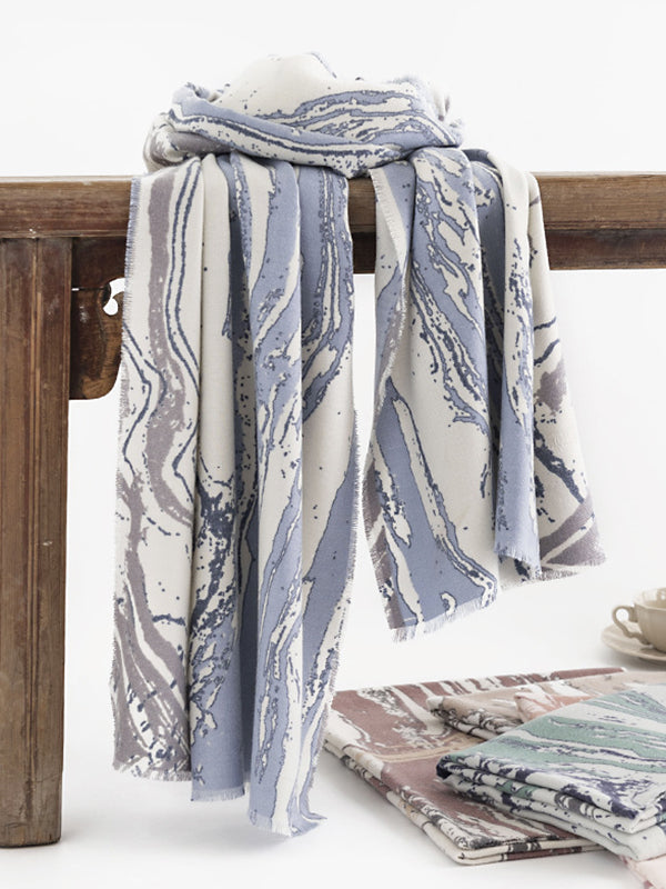 Keep Warm Printed Tasseled Shawl&Scarf