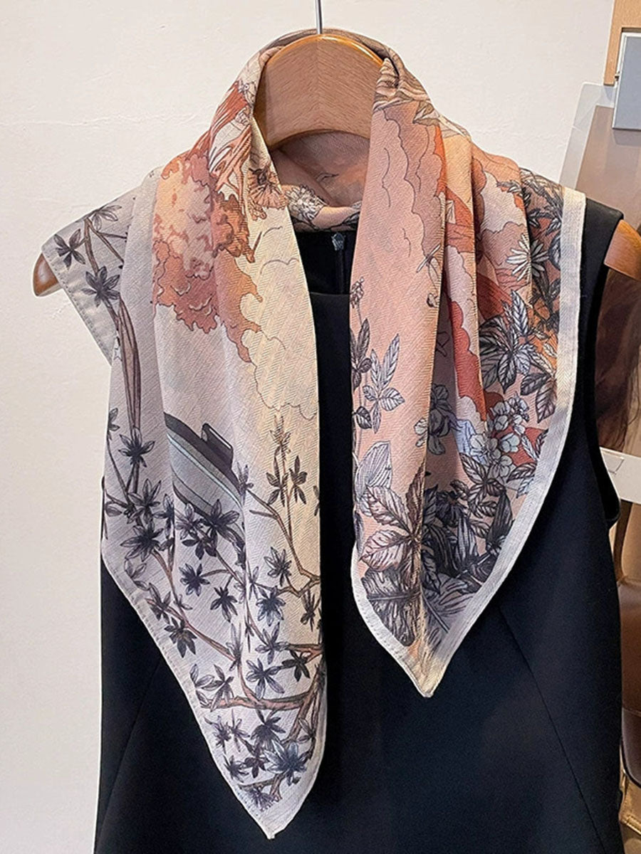 Flower Print Shawl&Scarf