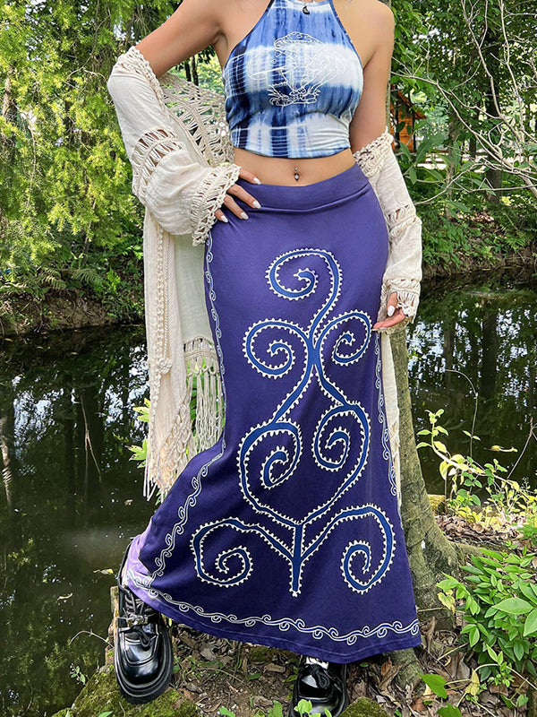 Mermaid Printed Split-Joint Skirts