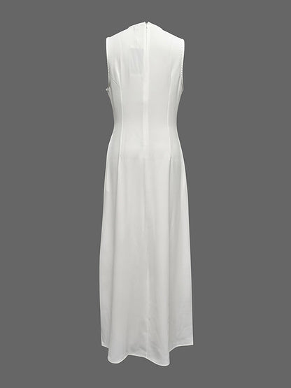 Sleeveless Solid Color Round-Neck Maxi Dresses
