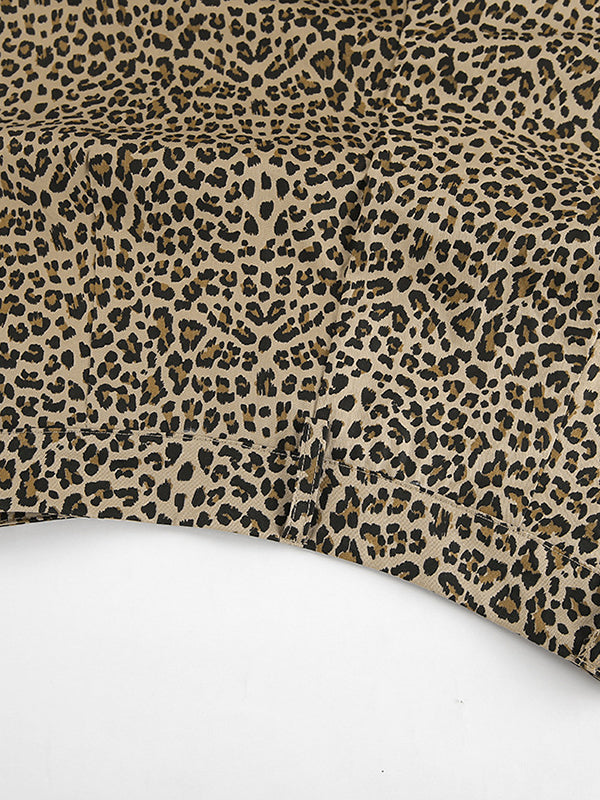 High Waisted Loose Leopard Printed Split-Joint Pants Trousers