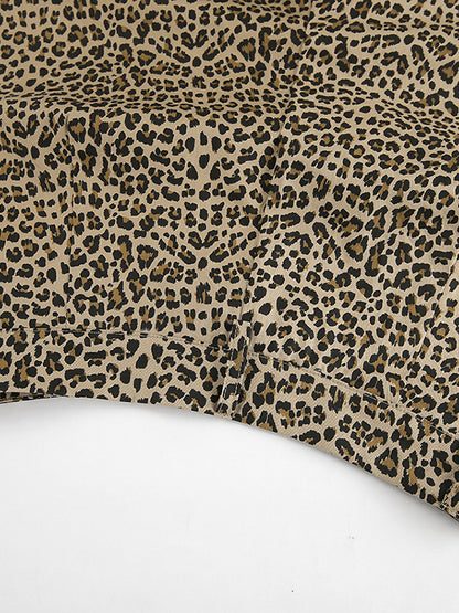 High Waisted Loose Leopard Printed Split-Joint Pants Trousers