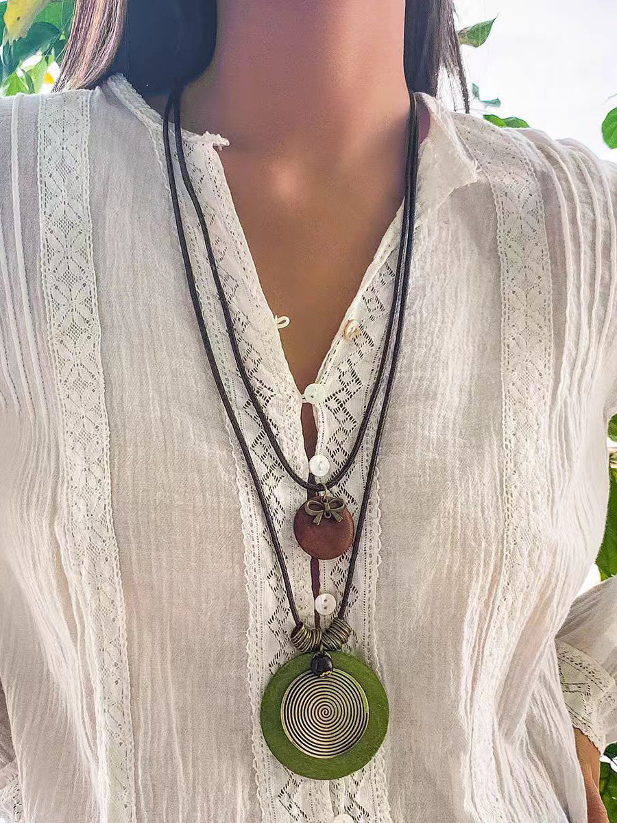 Round Cut Geometric Double Layered  Necklaces Accessories