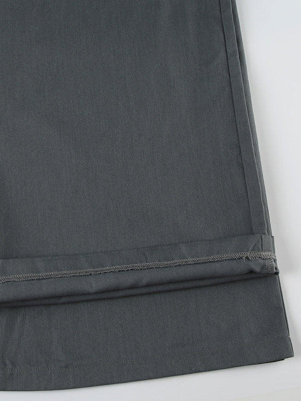 High Waisted Loose Solid Color Split-Joint Pants Trousers