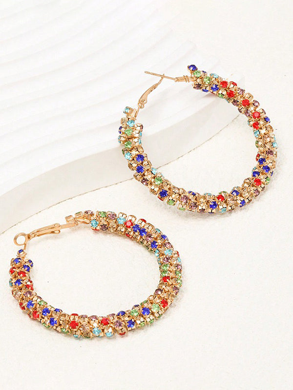 Geometric Rhine Stones Drop Earrings