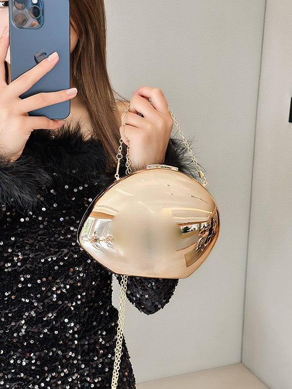 Chains Geometric Solid Color Crossbody Bags Satchels