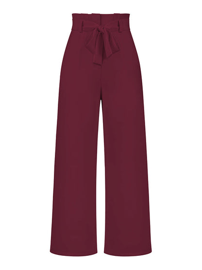 Simple Loose Wide Leg Solid Color Casual Pants Bottoms